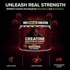 Creatine Monohydrate Gummies 5g Sugar Free Creatine with Vitamin B12 and L-Taurine | Muscle Growth for Men and Women | Low Calorie Formula 120 Gummies for 30 Servings, Mixed Berry