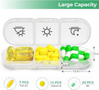 PULIV Weekly Pill Organizer 3 Times a Day, Portable Travel Pill Box 7 Day with Large Pill Containers, Light-Proof Pill Case for Vitamins, Medication, Supplements and Fish Oils (White)