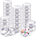 Sieral 4 Pack 7 Day Stackable Pill Organizers Round Pill Organizer Case Stackable Weekly Supplements Vitamins Individual Storage Container Boxes Holder Dispenser with Lids for Travel Medicine, Clear