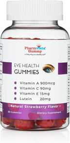 Pharmvista Eye Health Support Gummy - Vitamin A + C + E + Lutein - Gluten Free, Vegan Friendly Supplement - 60 Count