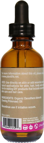 Plantlife Evening Primrose Carrier Oil - Cold Pressed, Non-GMO, and Gluten Free Carrier Oils - for Skin, Hair, and Personal Care - 2 oz