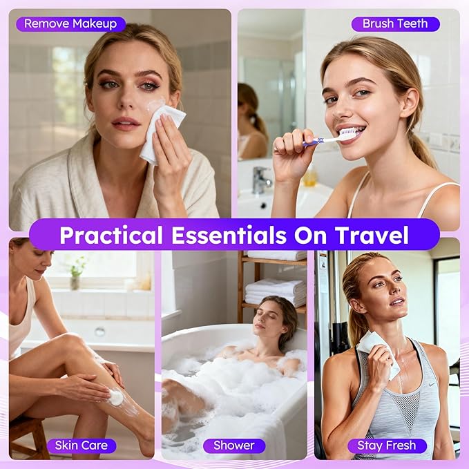 Travel Toiletries Personal Cleaning Bulk,Disposable Hygiene Kit Care Package Supplies, Women Toiletry Essentials Set Individually Wrapped for Camping, Hotel, Vacation, Homeless, Charity (11-in-1, 5)