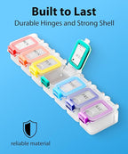 Weekly Pill Organizer 1 time a Day – Pill Box 7 Day with Enhanced Waterproof Seal, Large compartments Hold Big Vitamins & Supplements, Upgraded Locking lids, for Home & Travel use, Durable Hard case