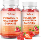 Potassium Magnesium Gummies – High Absorption Magnesium Glycinate – Magnesium Potassium Supplement Gummies with Vitamin B6, D3, B12 for Muscle Support, Sugar-Free Strawberry Flavor, 60 Count