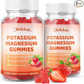 Potassium Magnesium Gummies – High Absorption Magnesium Glycinate – Magnesium Potassium Supplement Gummies with Vitamin B6, D3, B12 for Muscle Support, Sugar-Free Strawberry Flavor, 120 Count