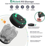HIONXMGA Large Pill Dispenser with 7 Compartments, Portable Pill Bottle Organizer for Travel, Anti-Mix Supplement Organizer Easy Twist Wide-Opening, BPA-Free Pill Box Container, Black-Translucent