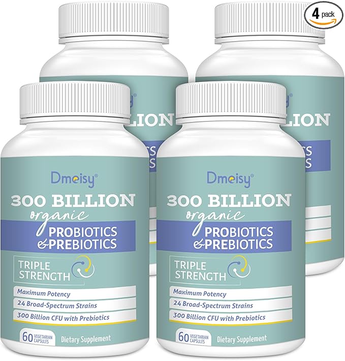 Probiotics for Women and Men, 300 Billion CFU 24 Strains Probiotics + 15 Organic Herbs Prebiotics Blend, Shelf Stable Gut Health Supplement for Digestive Immune & Whole-Body Health, 8 Month Supply