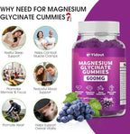 Magnesium Glycinate Gummies 600mg，High Absorption Magnesium Gummies, Sugar Free Chews for Adults & Kids Relaxation, Stress Relief (60 Count (Pack of 1))