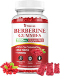 2000mg Berberine Gummies with Ceylon Cinnamon, Organic Berberine HCL Supplement for Women & Men, Sugar Free, Vegan, Non-GMO, Gluten-Free, Raspberry Flavor-60 Count