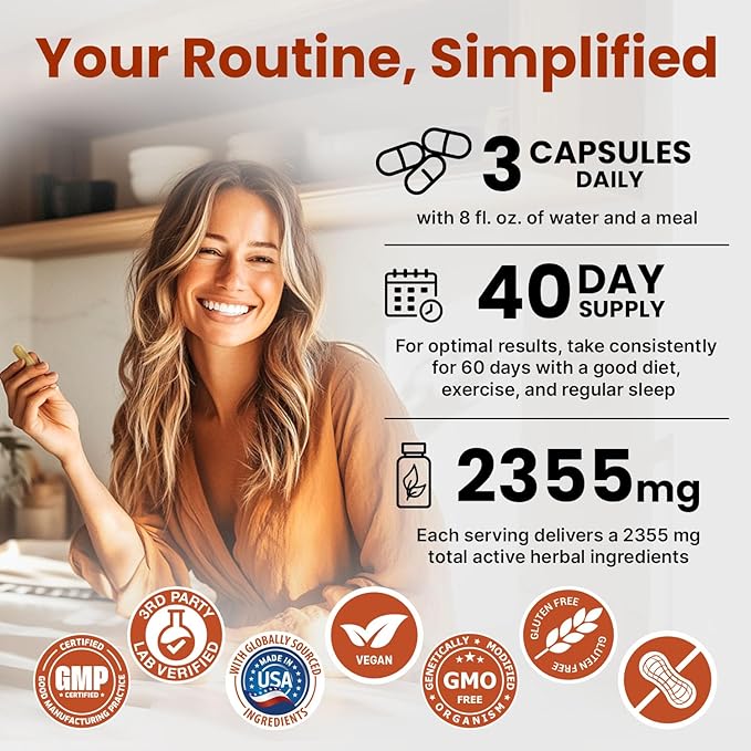 5-in-1 Ceylon Cinnamon Capsules 2355mg - Apple Cider Vinegar Capsules with Turmeric, Panax Ginseng & Bioperine - Cinnamon Supplements for Women & Men - Non-GMO, Vegan, Gluten-Free (120 Ct) (2-Pack)