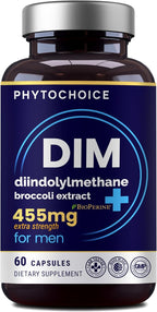 DIM for Men 350mg High Potency with BioPerine® & Broccoli Extract – 455mg Total Complex for Estrogen Balance & Hormone Optimization, Advanced DIM Supplement for Men, Clean Absorption Formula, 60 Caps