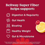Bellway Super Fiber Packets + Fruit, Sugar Free Organic Psyllium Husk Powder Fiber Supplement to Go for Regularity, Bloating Relief & Digestive Health, Plant-Based, Raspberry Lemon (20 Packets)