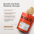 Veracity Plant-Based Protein Powder - Vanilla Cinnamon - MyoVera for Smarter Protein Utilization - Organic, Sugar Free Protein for Metabolic Health - 15 Servings (20g Protein/Serving)