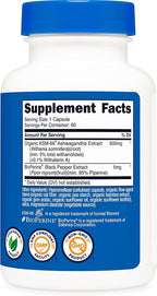 Nutricost KSM-66 Ashwagandha Root Extract 600mg, 60 Veggie Caps (3 Bottles) - 5% Withanolides - with BioPerine