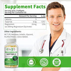Magnesium Glycinate 500mg Softgels Supplement, Small Easy to Swallow Magnesium Gelcaps High Absorption for Night Leg&Sleep Support, Muscle&Bone, Calm, Non GMO, 120 Gelcaps, 60 Day Supply
