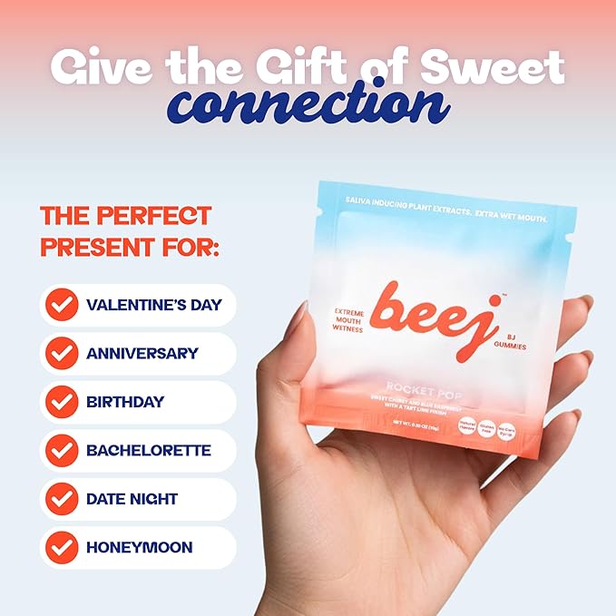 BEEJ Gummies for Couples - Natural Intimacy Gummy Candy - Romantic Gift for Birthday, Honeymoon, Anniversary, Valentines Day - No Artificial Flavors - Made in USA - 3 Pack, Rocket Pop