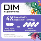 Liposomal DIM 400 mg - Hormone Balance, Estrogen Support for Women, DIM Supplement with Vitamin E, Evening Primrose, Black Cohosh, Omega-3 Fatty Acids (120 Capsules)