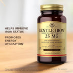 Solgar - Gentle Iron 25 mg Vegetable Capsules 180 Count 2 Pack Easy on Stomach, Promote Red Blood Cell Production.