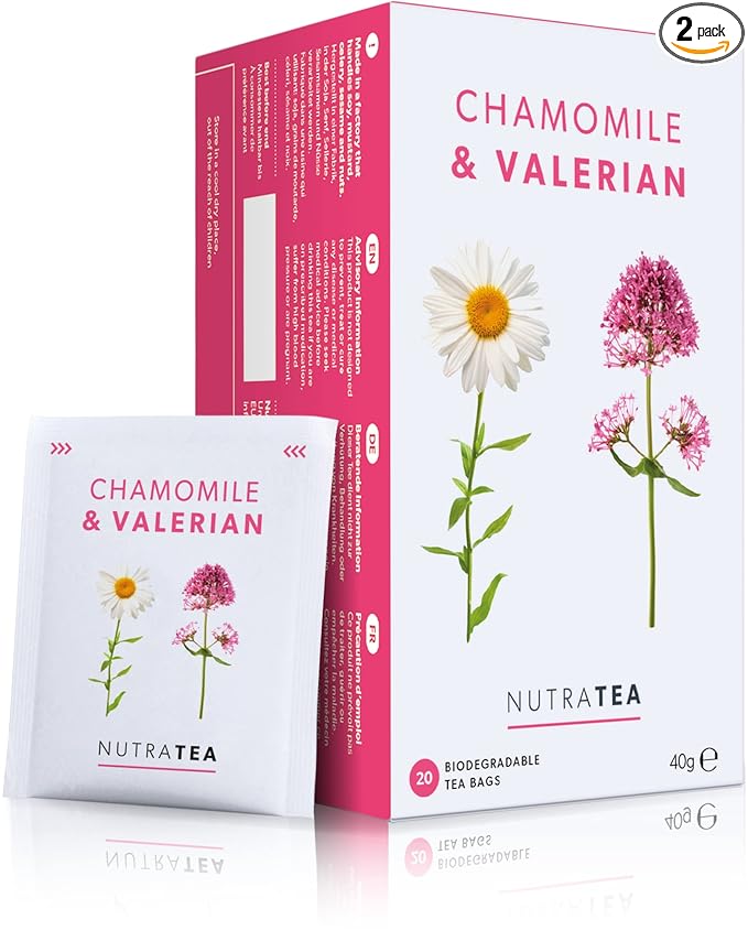 NutraTea - Chamomile & Valerian Tea- Bedtime and Night Time Tea - 40 Tea Bags