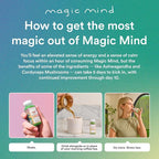 Magic Mind Focus Energy Drink Shots - No Jitters, Stress Relieving, Ashwagandha, Functional Mushrooms, Matcha Green Tea, Vitamin B12, Vitamin C - 2 FL Oz (30 Pack)