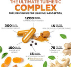 Turmeric Curcumin Supplement - 95% Curcuminoids with Glucosamine, Ginger & MSM, BioPerine Black Pepper Extract for Best Absorption, Natural Vegan Joint Support, Non-GMO, Bottled in USA - 180 Capsules