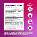 Resveratrol Complex Supplement with Clinically Tested Cognigrape Red Grape Extract OPC Proanthocyanidins - Antioxidant & Brain Health Support - 90 Veggie Capsules, Non-GMO, Gluten-Free, Vegan
