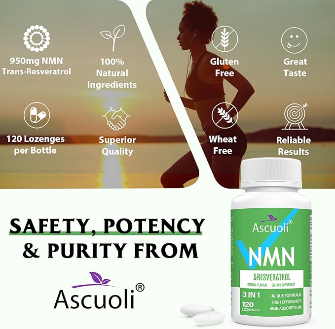 Sublingual NMN 500mg + Trans-Resveratrol 400mg, 3-in-1 Advanced Formula 99% Pure NMN Resveratrol Supplement for Boost* NAD, Cell, Immune, Energy & Muscle, Anti-Aging, 480 Lozenges (480 Days Supply)