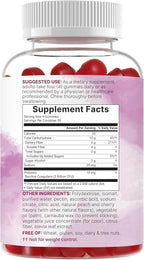 Micro Ingredients Fiber Gummies with Probiotics, 120 Count | 6g Per Serving + 2 Billion CFU | Sugar Free Peach Cherry Flavor | High Fiber Supplement for Women & Men | Non-GMO, Gluten Free