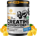 Natures Aid NSF Certified Creatine Gummy 5g - Creatine Monohydrate Gummies – Pre-Workout Energy & Muscle Growth Support for Men & Women | Orange Electrolyte Gummies (135 Count)