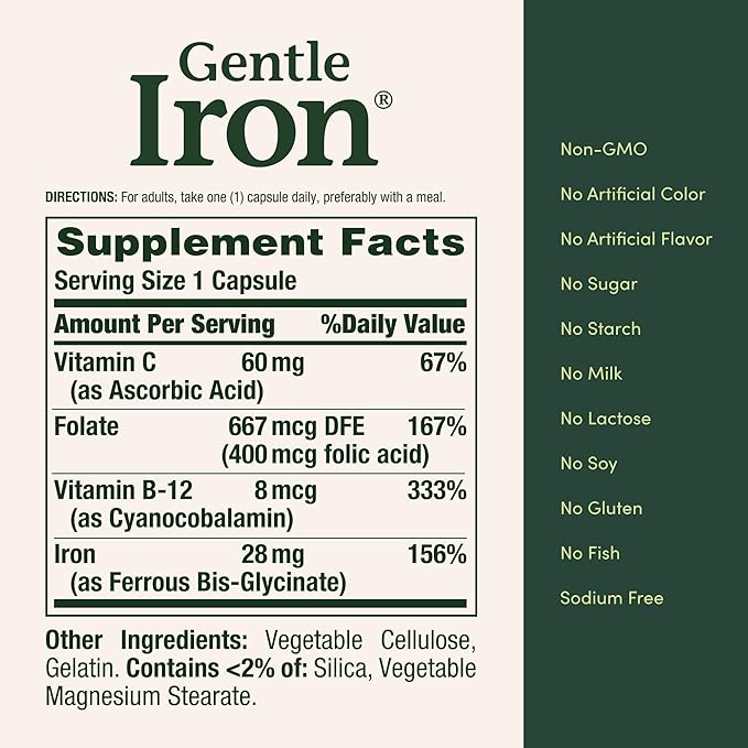 Nature's Bounty Gentle Iron 28 mg 90 Capsules (Pack of 3)