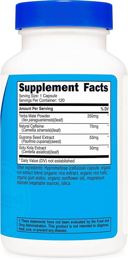 Nutricost Natural Energy Pills Complex 120 Capsules, 100mg Caffeine - Gluten Free - Non-GMO