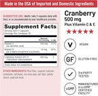 NatureWise Cranberry Pills for Women - 500mg Cranberry Extract (25:1) + Vitamin C & E - Cleansing Urinary Tract & Bladder - Vegan, Non-GMO, Sugar-Free - 60 Capsules[1-Month Supply]