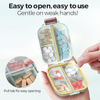 7 Compartments Travel Pill Organizer, Foldable Portable Airtight Daily Pill Box, Compact Pill Case for Purse & Pocket, BPA-Free Medicine Organizer for Vitamins Fish Oil Supplements (Green)