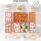 FYY Daily Pill Organizer,2 Pcs 7 Compartments Portable Pill Case Travel Pill Organizer,[Folding Design] Pill Box for Purse Pocket to Hold Vitamins,Cod Liver Oil,Supplements and Medication-Pink+Navy