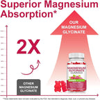 Magnesium Glycinate Gummies 120 Count - Sugar Free Magnesium Supplement - Supports for Sleep, Memory, Mood, Muscle, Relaxation, Heart & Bone Health