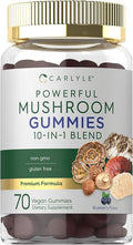 Carlyle Mushroom Supplement Gummies | 70 Vegan Gummies | 10-in-1 Blend | Non-GMO, and Gluten Free