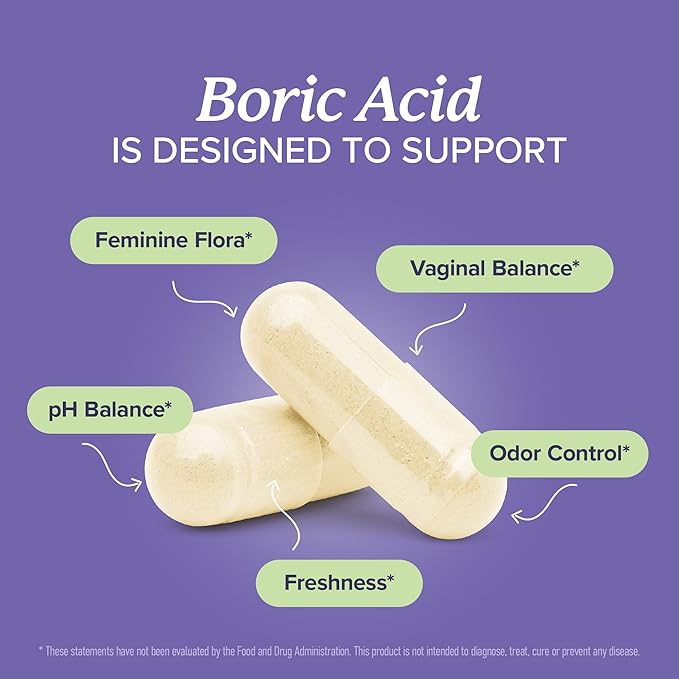 Boric Acid Suppositories for Women 600mg | pH Balance, Vaginal Odor & Itching | Feminine Hygiene & Intimate Health Support | Boric Acid for Women Vaginal Suppositories | Unscented, Vegan | 30 Ct