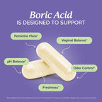 Boric Acid Suppositories for Women 600mg | pH Balance, Vaginal Odor & Itching | Feminine Hygiene & Intimate Health Support | Boric Acid for Women Vaginal Suppositories | Unscented, Vegan | 30 Ct
