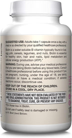 Jarrow Formulas® Biotin Ultra Strength 5000 mcg, Dietary Supplement, Hair, Skin, and Nails Support, 100 Veggie Capsules, Up to 100 Day Supply