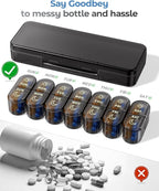Weekly Pill Organizer 7 Day AM PM - Travel Pill Box 2 Times a Day with One-Hand Easy-Open Lid, 14 Compartments Portable Medicine Case for Daily Vitamins, Fish Oil, Pills and Supplements