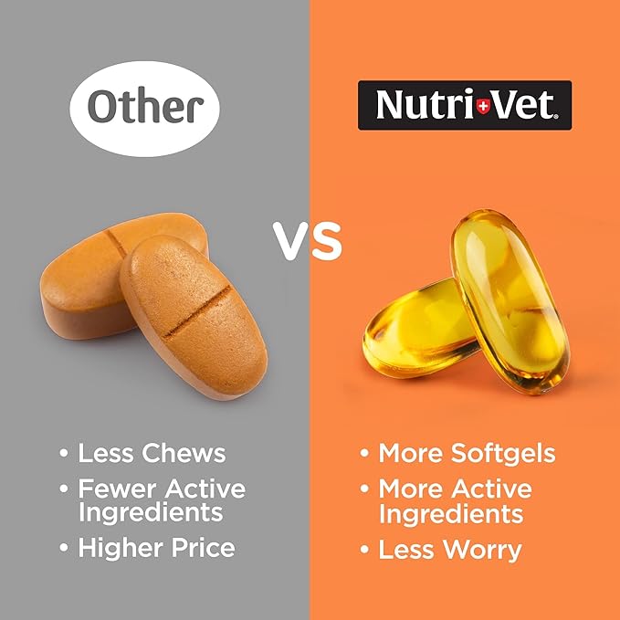 Nutri-Vet Fish Oil Supplement for Dogs, Omega 3, Fish Oil for Dogs, Pet Supplies, Pet Vitamins and Supplements, EPA DHA Formula, Puppy Vitamins, Shed Control, New Puppy Essentials, 100 Count