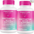 Pink Stork Postpartum Mood Support - Postnatal Hormone Balance for Moms - Breastfeeding Friendly - Stress & Cognitive Support, Postpartum Essentials - Ashwagandha, Chamomile, & Vitamin D, 120 Capsules