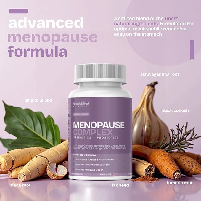 Complete Menopause Supplement for Women – Supports Hormone Balance, Hot Flashes, Night Sweats & Mood – with DIM, Black Cohosh, Dong Quai, Chasteberry, Pre & Probiotics – 90 Capsules – Made in USA