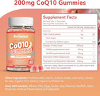 CoQ10 Gummies 200mg with Omega-3, EPA + DHA, & Magnesium - Coenzyme Q10 Supplements for Heart Health, Cellular Energy & Antioxidant, Vegan - 60 Gummies