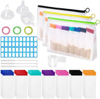 Supplement Travel Container, Travel Containers for Powder Supplements Include 28 Reusable Powder Packets, 3 Large Zip Bags, BPA-Free Protein Powder Container to go for Workout, Fitness