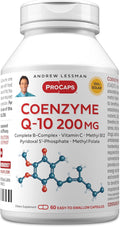 ANDREW LESSMAN Coenzyme Q-10 200 mg 60 Capsules - Essential for Energy Production and Optimum Key Organ Function, Anti-Oxidant Support, Depleted by Aging, Plus B-Complex. Easy to Swallow Capsules