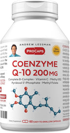 ANDREW LESSMAN Coenzyme Q-10 200 mg 60 Capsules - Essential for Energy Production and Optimum Key Organ Function, Anti-Oxidant Support, Depleted by Aging, Plus B-Complex. Easy to Swallow Capsules