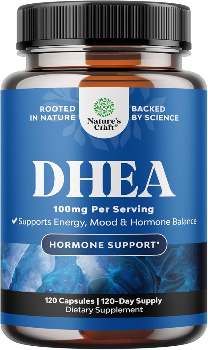 Natures Craft DHEA 100mg per Serving Capsules for Men and Women - Vegan High Strength DHEA Supplement for Women & Men for Energy and Hormone Balance - Womens Hormone Balance Supplement - 120 Count