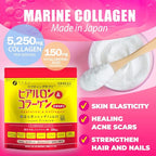FINE JAPAN Collagen Peptides. Hyaluronic Acid & Collagen + Ubiquinol. Marine Collagen Powder with Elastin. Non-GMO. Supports Skin, Hair, Joints and Bones (210g/7.4oz for 30 Days) Set of 3