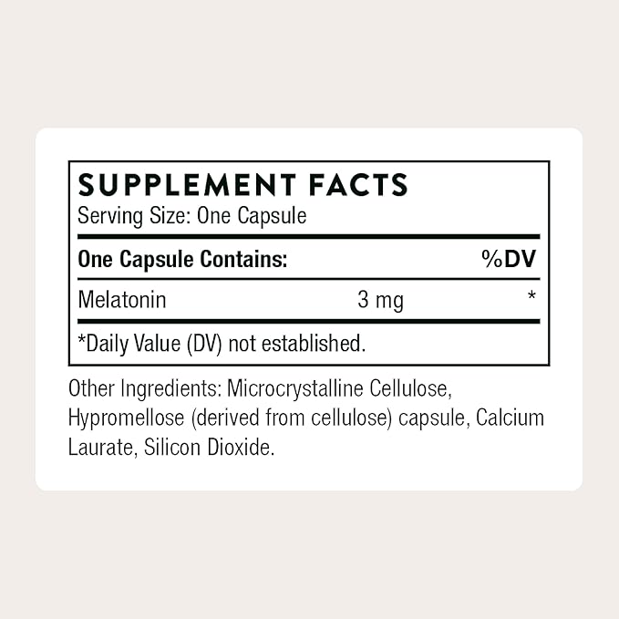 THORNE - Melaton-3-3 mg Melatonin Supplement - Supports Normal Circadian Rhythms, Restful Sleep & Relaxation* - NSF Certified for Sport - Gluten, Dairy & Soy-Free - 60 Capsules